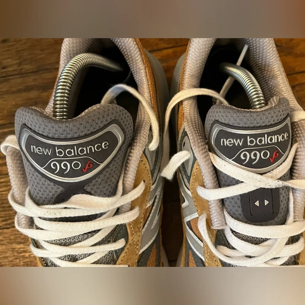 New Balance 990v6 Made in USA Tan Brown Grey Sneakers Men’s 9.5 D U990TN6 EUC - Picture 4 of 7